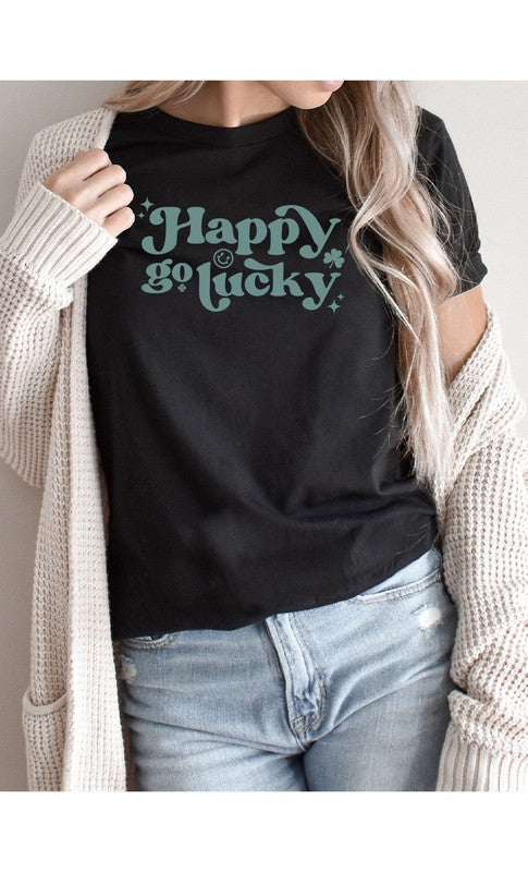 Vintage Happy Go Lucky Graphic Tee T-Shirt PLUS
