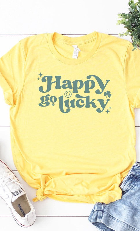 Vintage Happy Go Lucky Graphic Tee T-Shirt PLUS