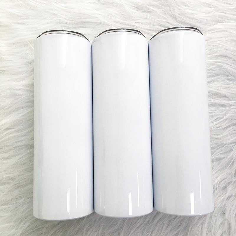 20oz Blank Gloss White, Matte White or Silver Stainless Skinny Straight Sublimation Tumblers