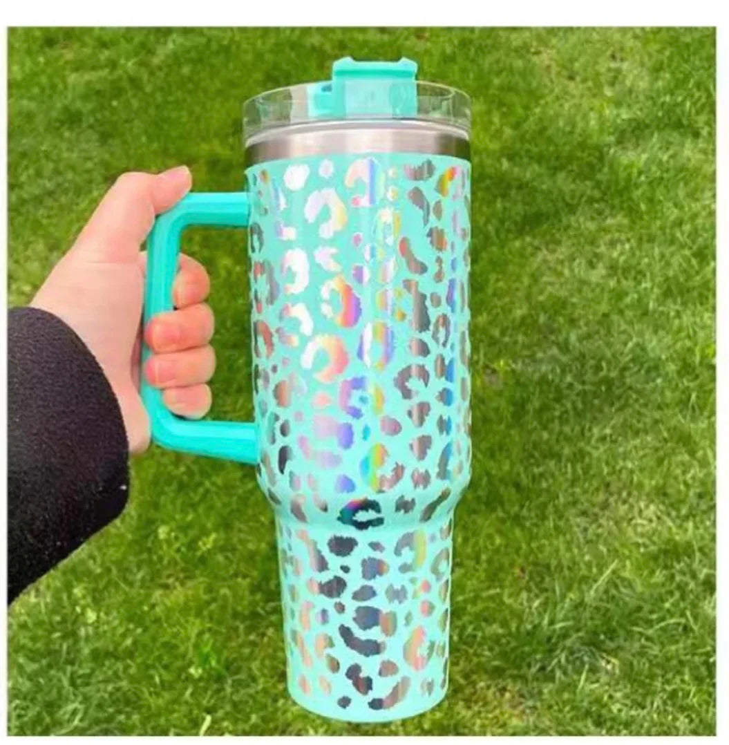 40oz Holographic Cheetah Leopard Laser Etched Stainless Tumbler