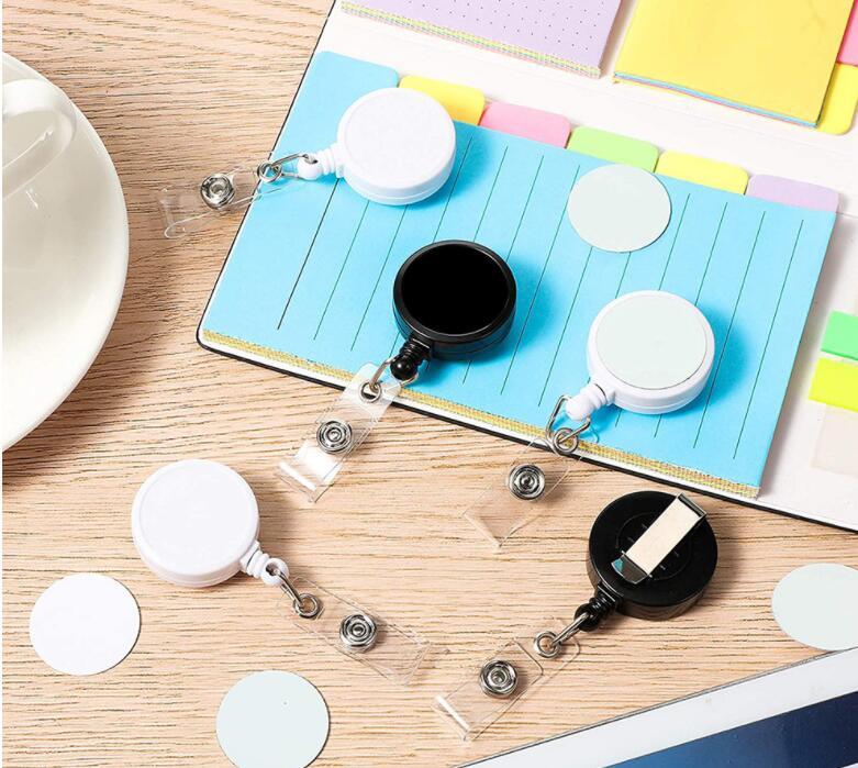 sublimation 32mm White or Black Blank retractable reel badge Holder Nurse, Doctor, MD, RN