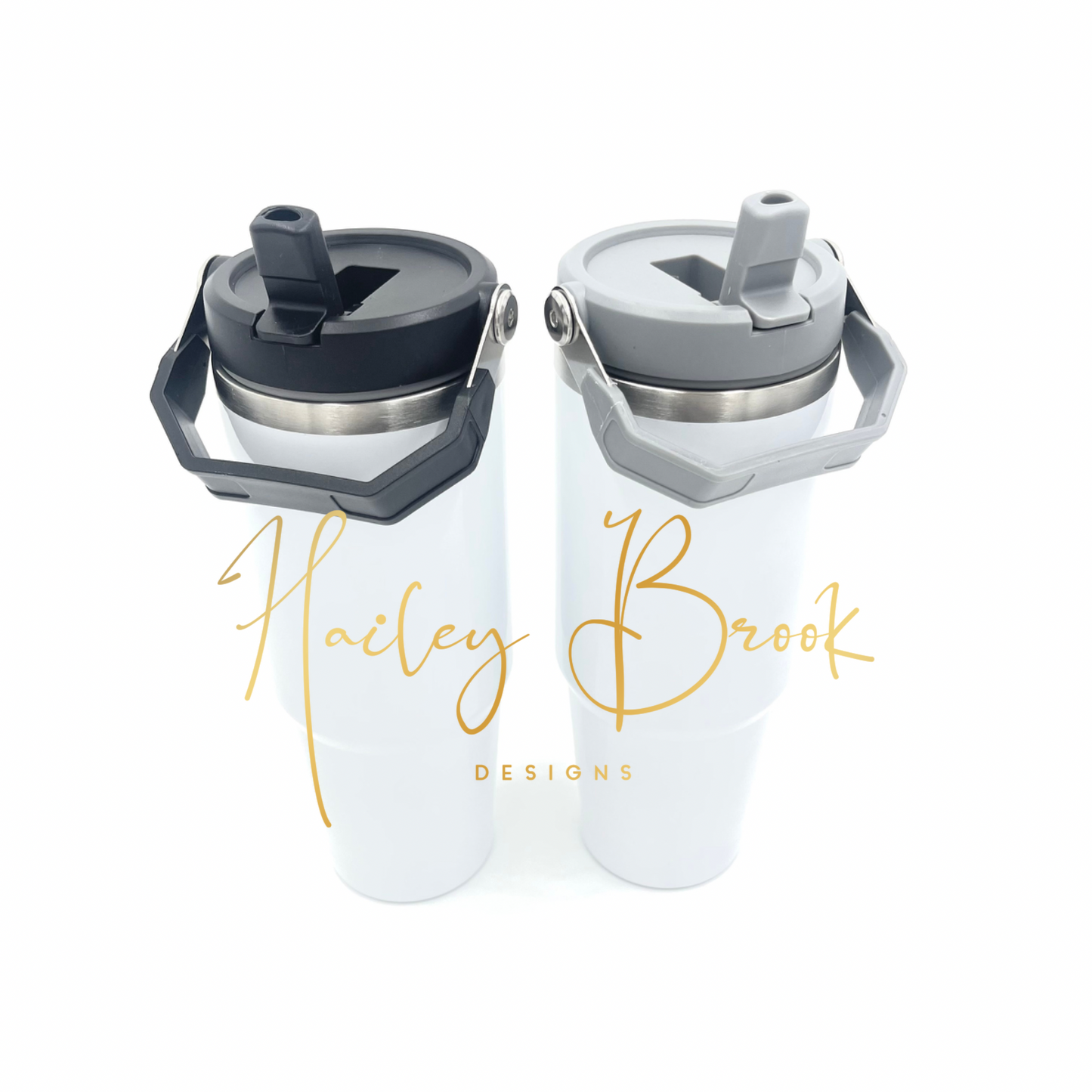 30oz Sublimation Flip Straw Tumbler (Gray or Black Lid) Dual Wall Tumblers