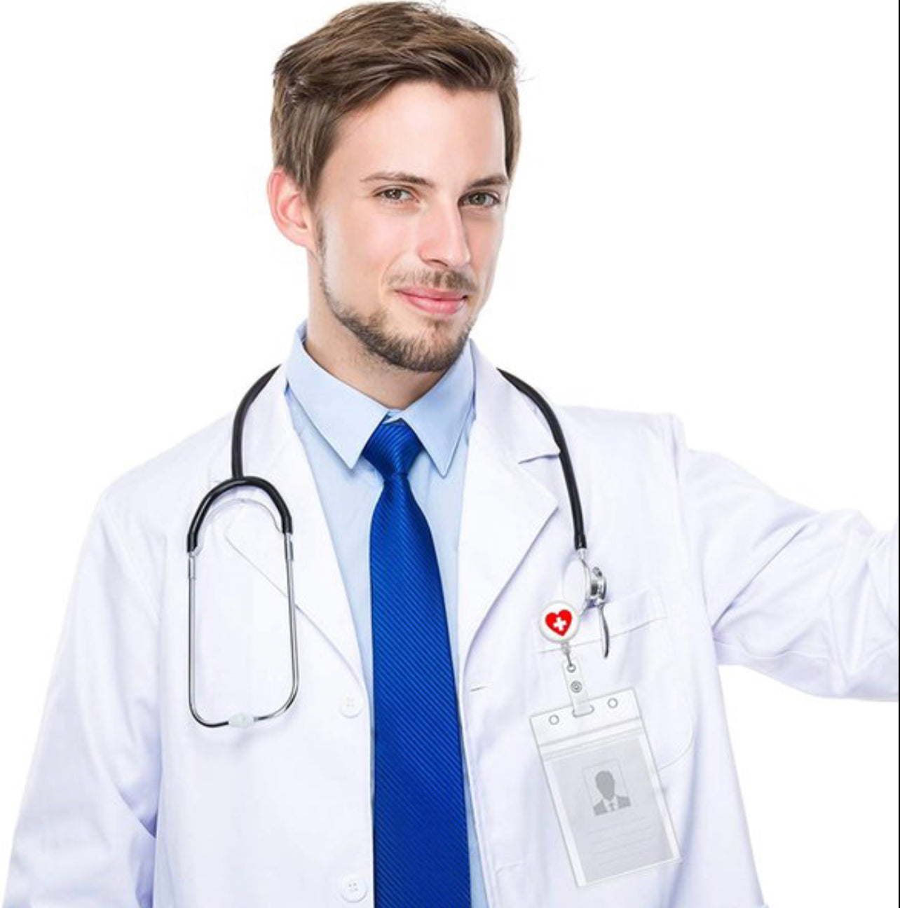 sublimation 32mm White or Black Blank retractable reel badge Holder Nurse, Doctor, MD, RN